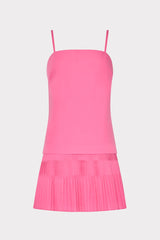Nola Poplin Pleated Combo Mini Dress - Pink