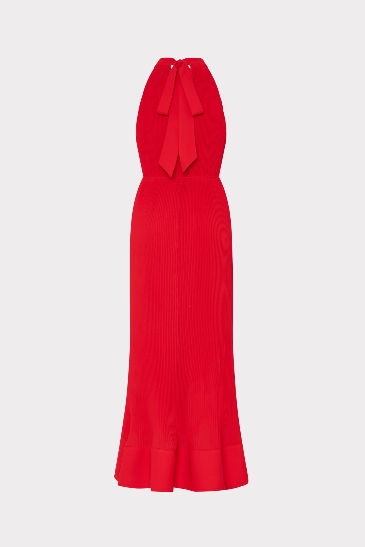 Nalani Halted Pleated Midi Dress - Red