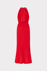Nalani Halted Pleated Midi Dress - Red