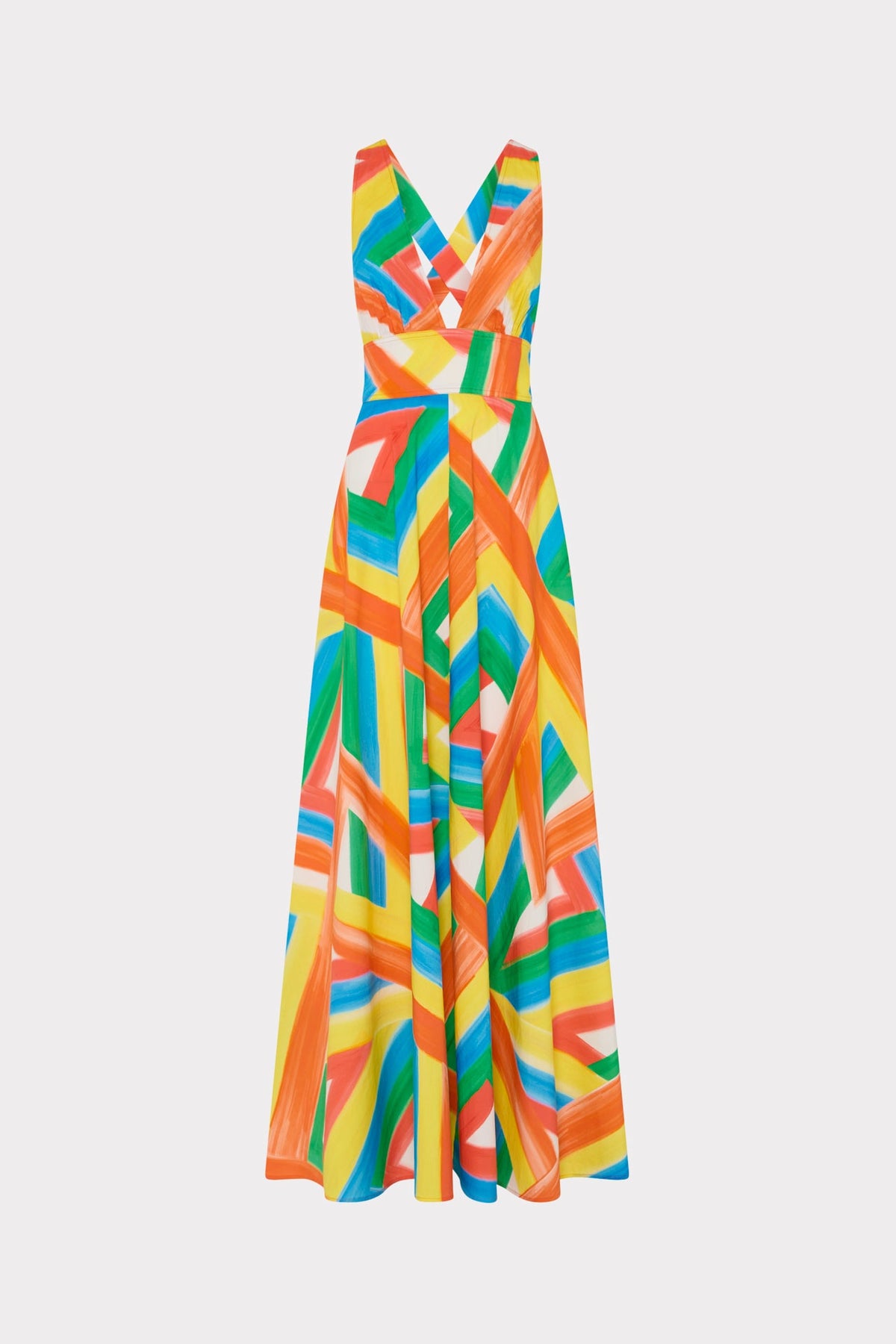Catarina Multi Stripe Poplin Maxi Dress - Orange Multi