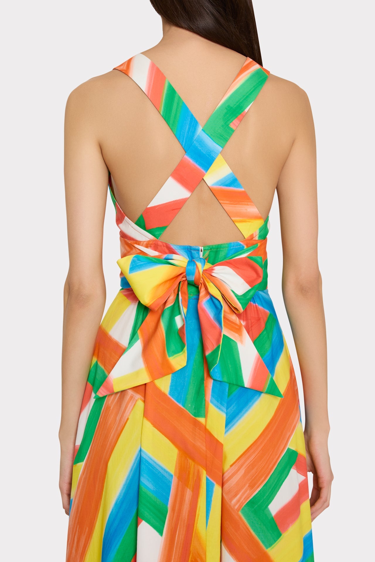 Catarina Multi Stripe Poplin Maxi Dress - Orange Multi