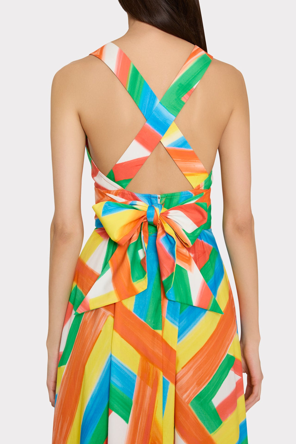 Catarina Multi Stripe Poplin Maxi Dress - Orange Multi