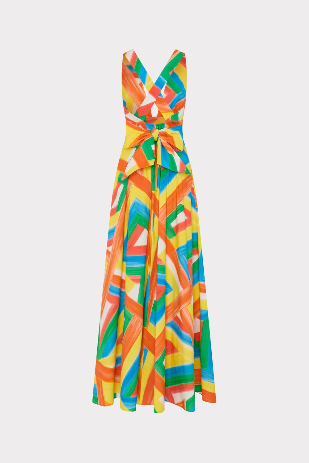 Catarina Multi Stripe Poplin Maxi Dress - Orange Multi