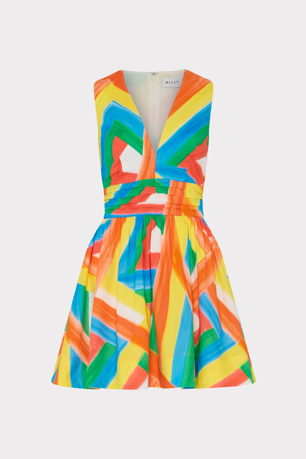 Nikki Multi Stripe Poplin Mini Dress - Orange Multi