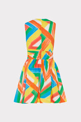 Nikki Multi Stripe Poplin Mini Dress - Orange Multi