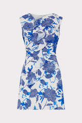 Novella Brushwork Floral Poplin Mini Dress - Blue Multi