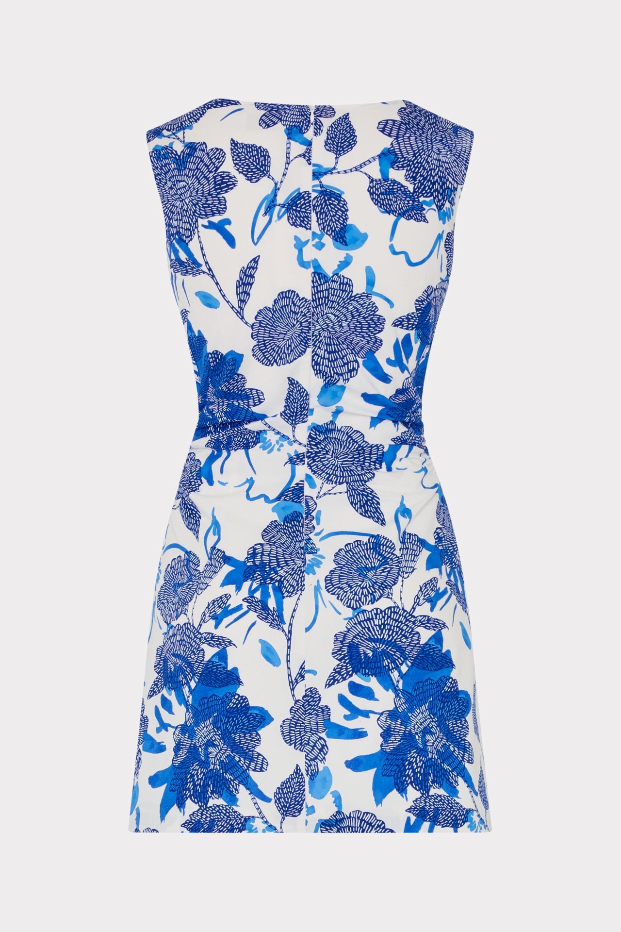 Novella Brushwork Floral Poplin Mini Dress - Blue Multi