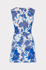 Novella Brushwork Floral Poplin Mini Dress - Blue Multi