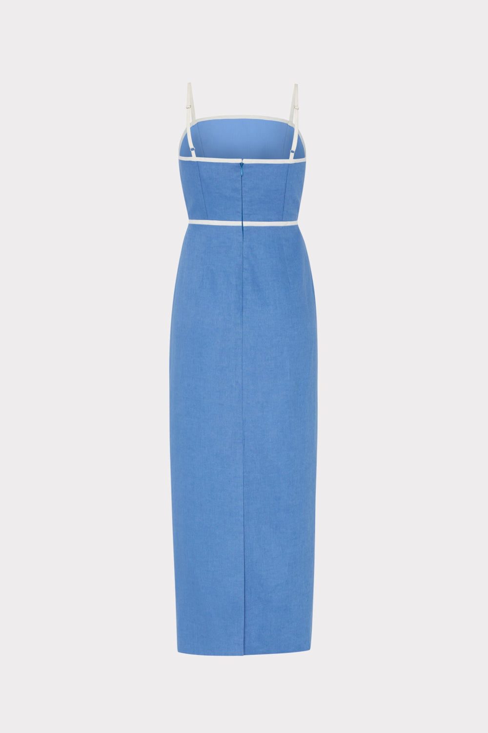 Amara Linen Contrast Midi Dress - Blue/White