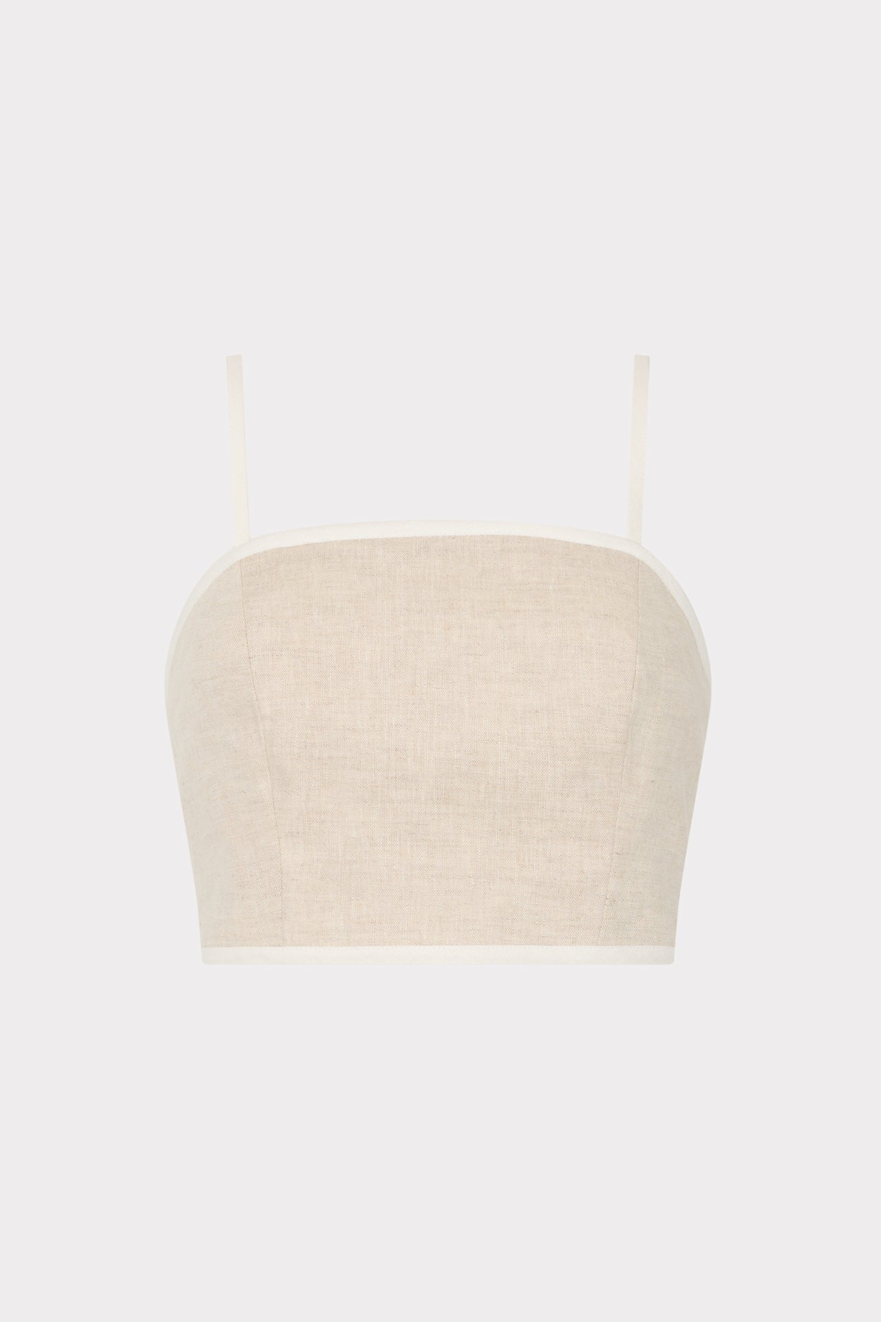 Nyrie Linen Contrast Crop Top - Natural/White