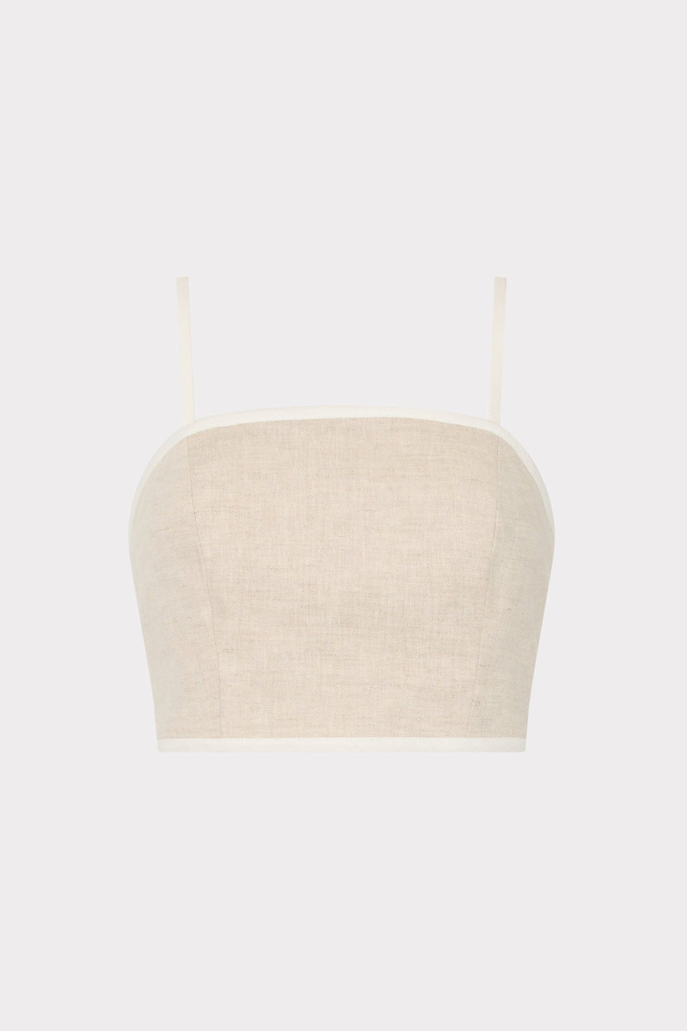 Nyrie Linen Contrast Crop Top - Natural/White