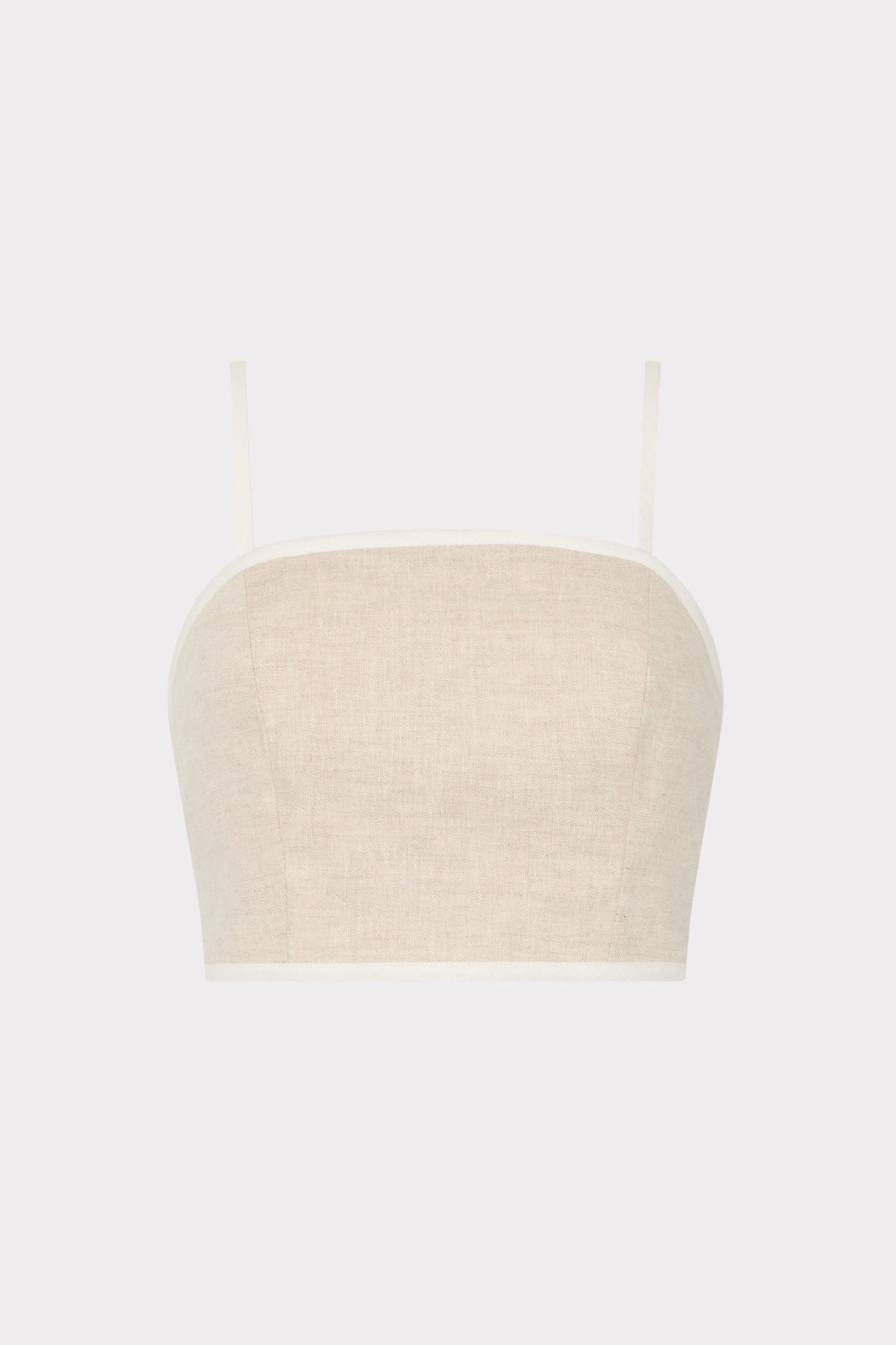 Nyrie Linen Contrast Crop Top - Natural/White