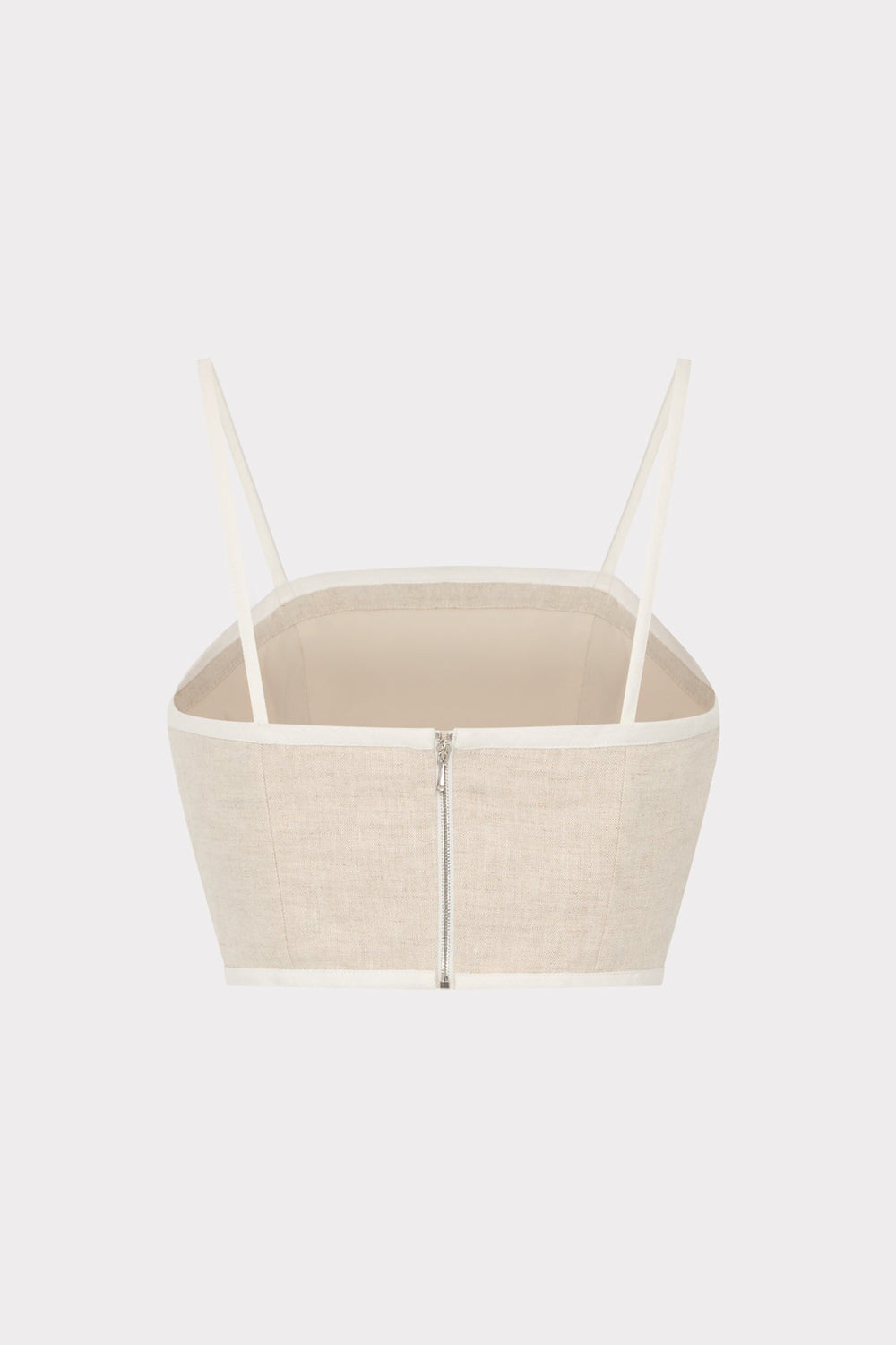 Nyrie Linen Contrast Crop Top - Natural/White