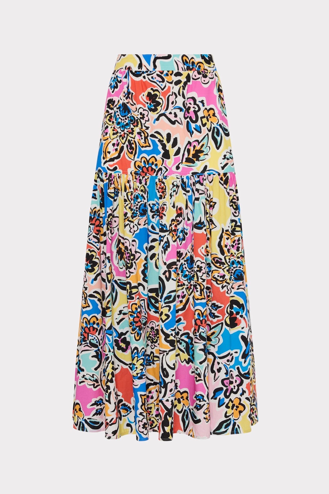 Novi Rainbow Oasis Poplin Maxi Skirt - Black Multi