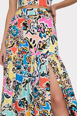 Novi Rainbow Oasis Poplin Maxi Skirt - Black Multi