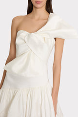 Harley Bow Taffeta Mini Dress - Ecru