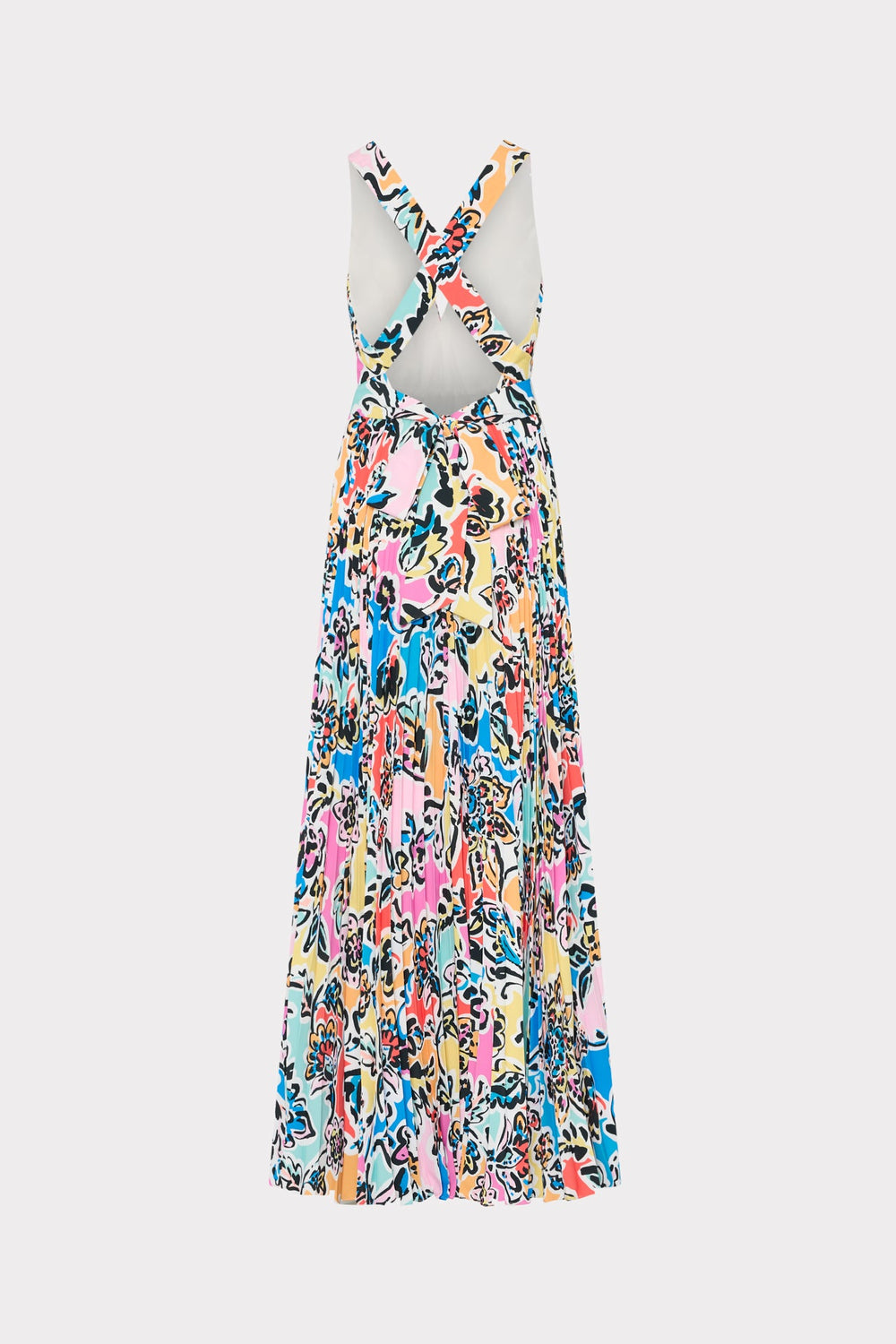 Oria Rainbow Oasis Pleated Dress - Black Multi