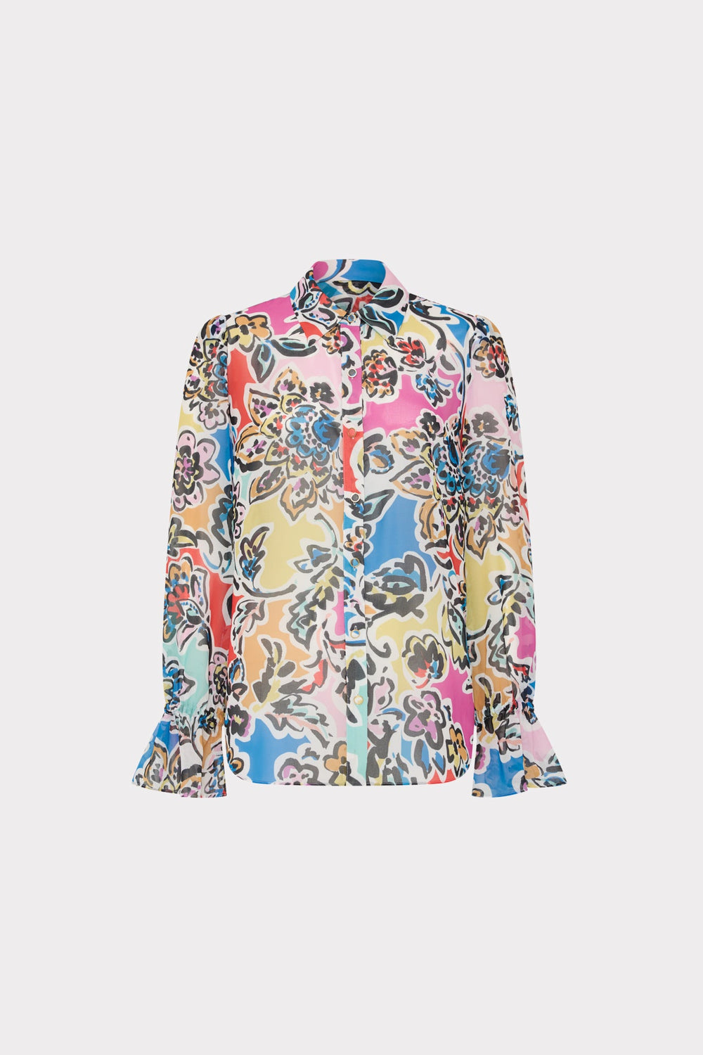 Lacey Rainbow Oasis Blouse - Black Multi