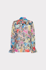 Lacey Rainbow Oasis Blouse - Black Multi