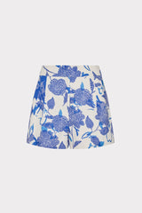Brushwork Floral Linen Short - Blue Multi