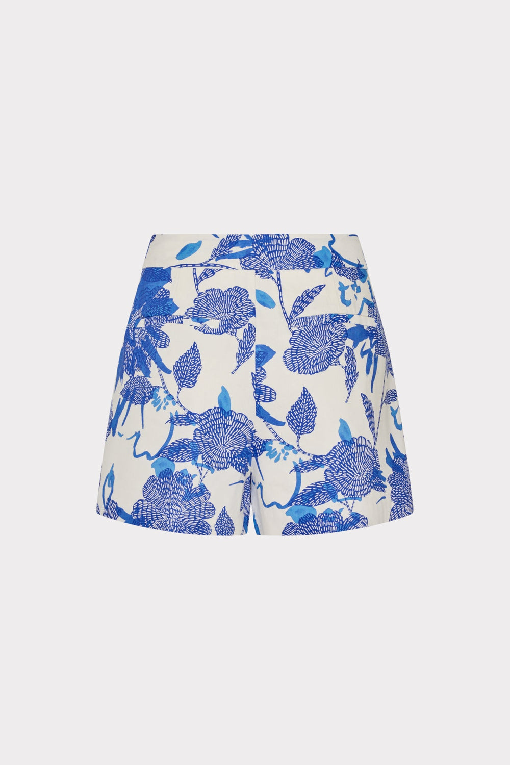 Brushwork Floral Linen Short - Blue Multi
