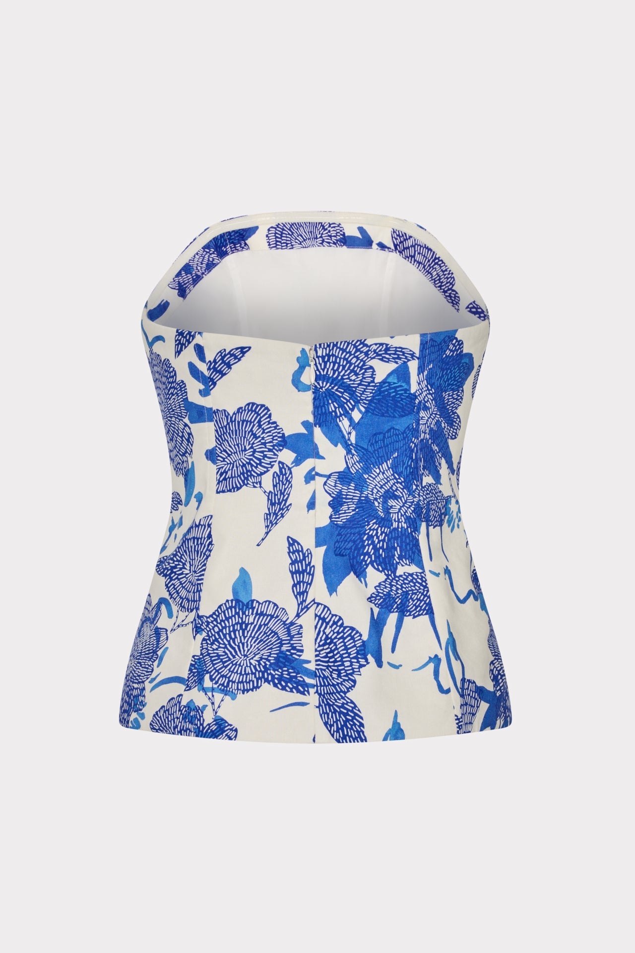 Brushwork Floral Linen Top - Blue Multi