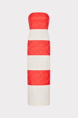 Orion Stripe Jacquard Dress - Red/White