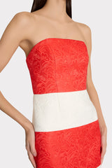Orion Stripe Jacquard Dress - Red/White