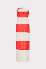 Orion Stripe Jacquard Dress - Red/White