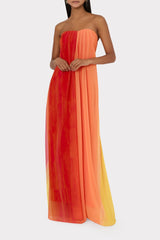 Sunset Stripe Strapless Dress - Coral Multi