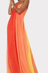 Sunset Stripe Strapless Dress - Coral Multi