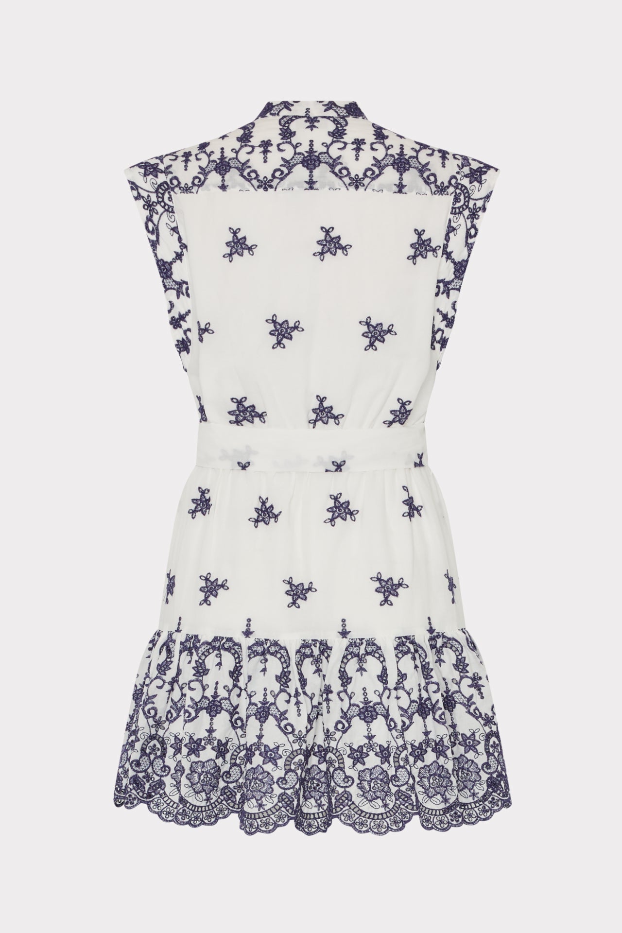 Neelie Floating Petals Eyelet Mini Dress - White/Blue