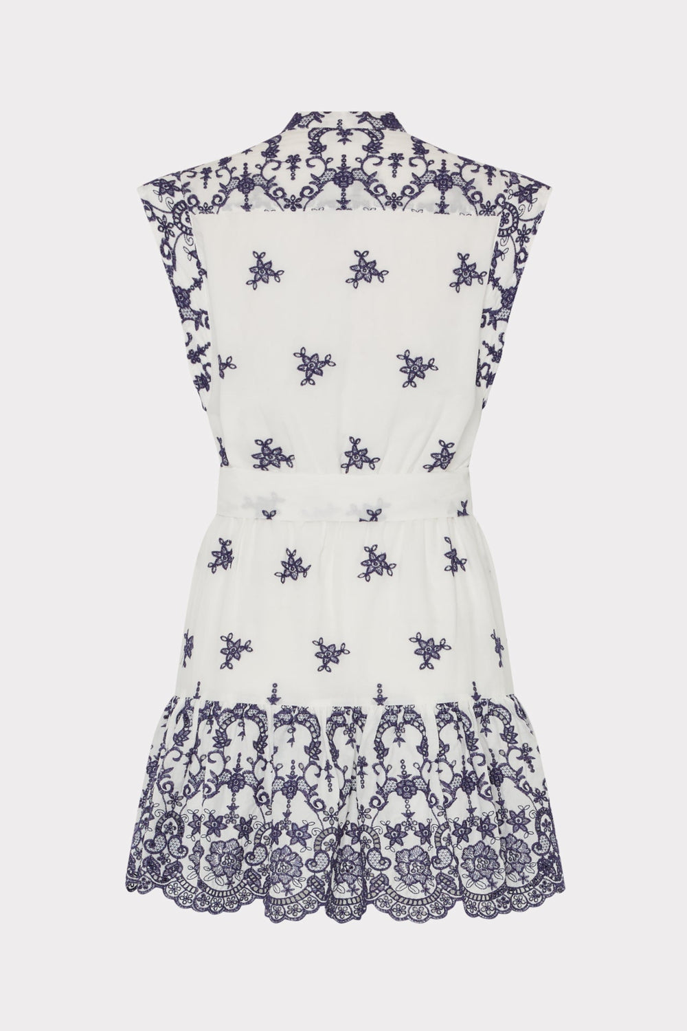 Neelie Floating Petals Eyelet Mini Dress - White/Blue
