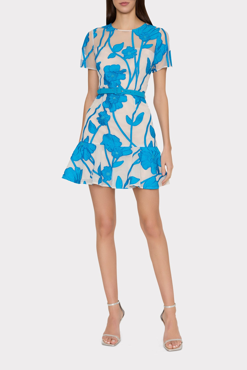 Rosie Grand Fleur Embroidered Mini Dress - Blue