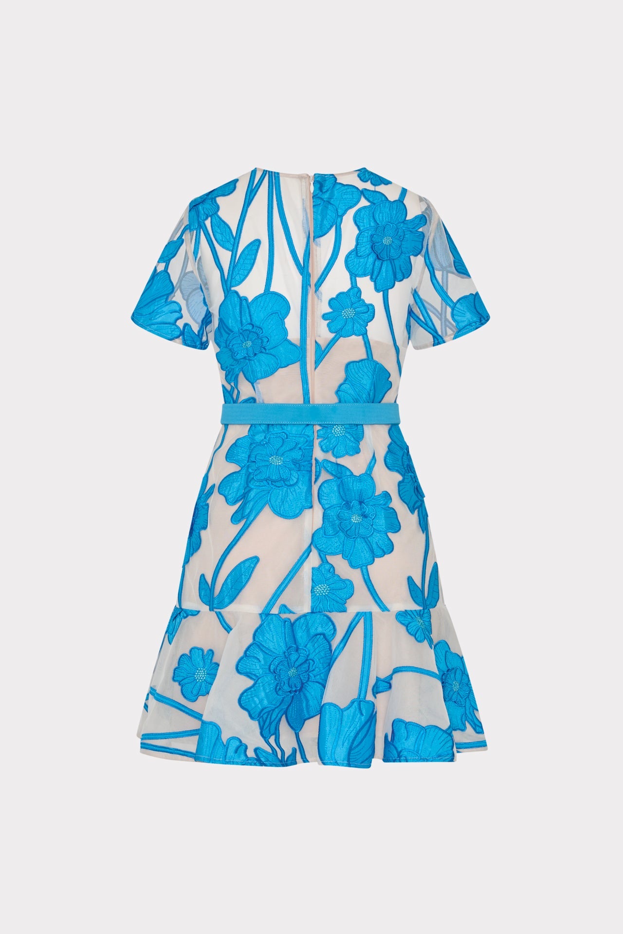 Rosie Grand Fleur Embroidered Mini Dress - Blue