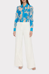 Ashton Grand Fleur Embroidered Top - Blue