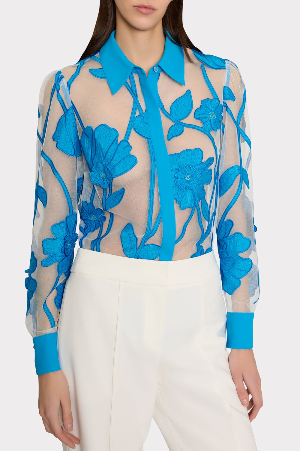 Ashton Grand Fleur Embroidered Top - Blue