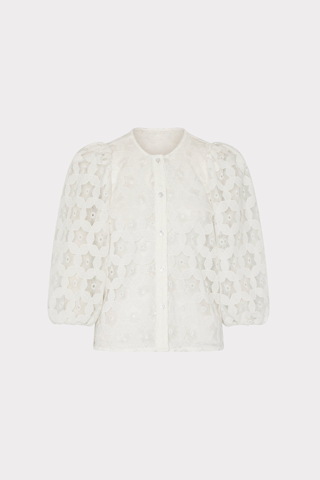 Nannie Circular Embroidery Eyelet Top - White