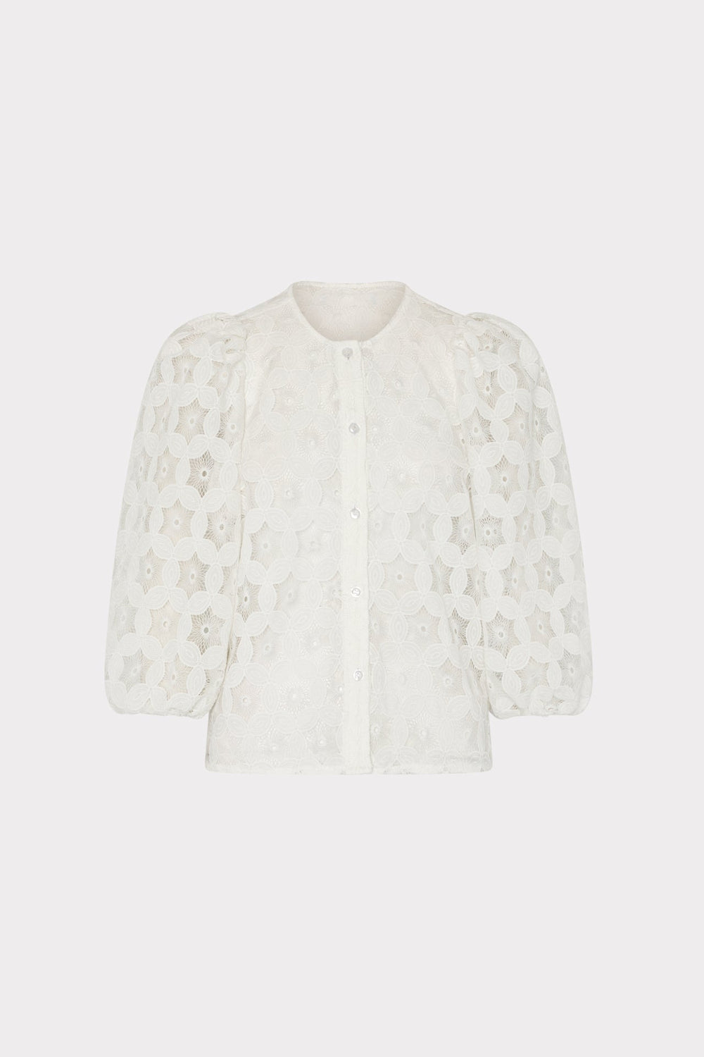 Nannie Circular Embroidery Eyelet Top - White