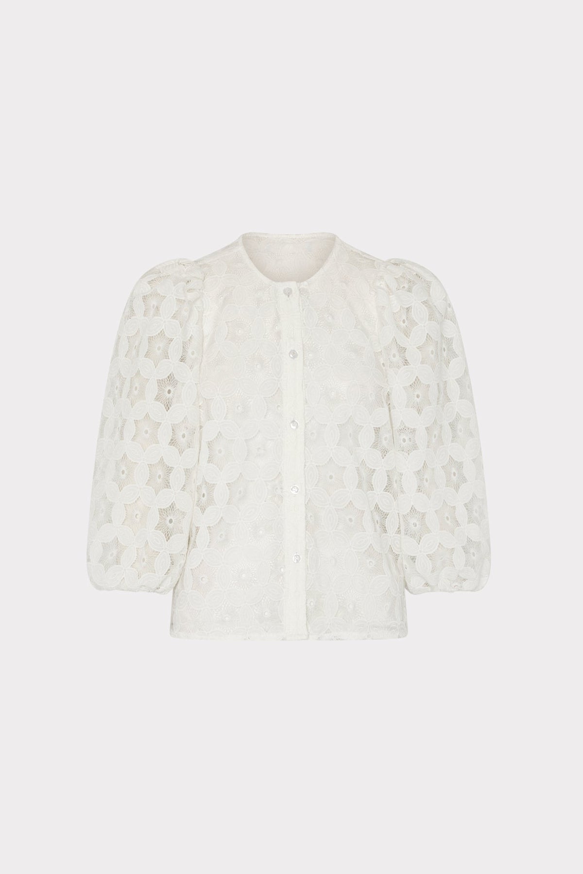 Nannie Circular Embroidery Eyelet Top - White