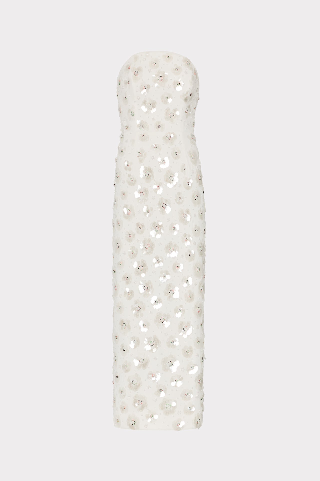 Kait Fleur Paillette Midi Dress - White