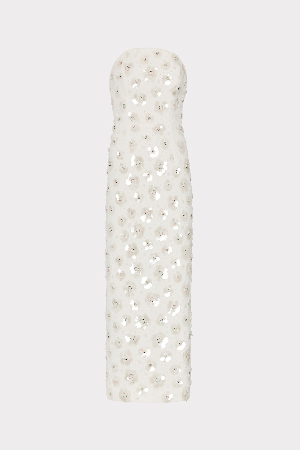 Kait Fleur Paillette Midi Dress - White