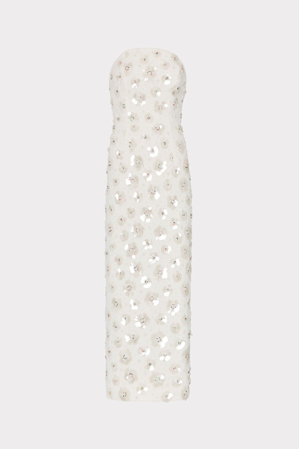 Kait Fleur Paillette Midi Dress - White