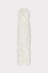 Kait Fleur Paillette Midi Dress - White