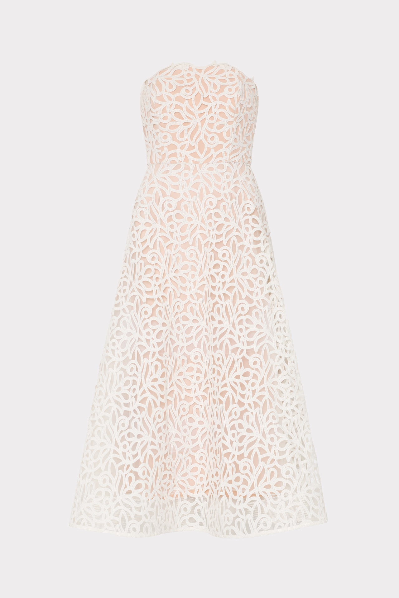 Petunia Curled Lace Gown - White