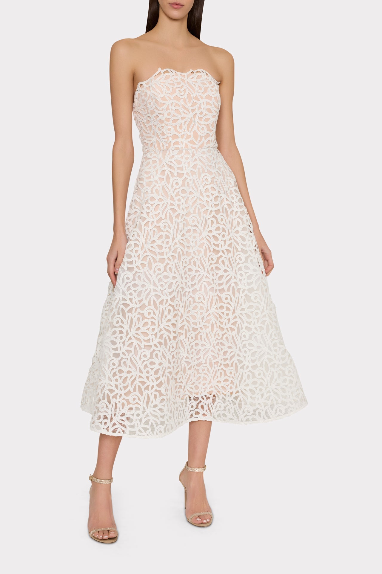 Petunia Curled Lace Gown - White
