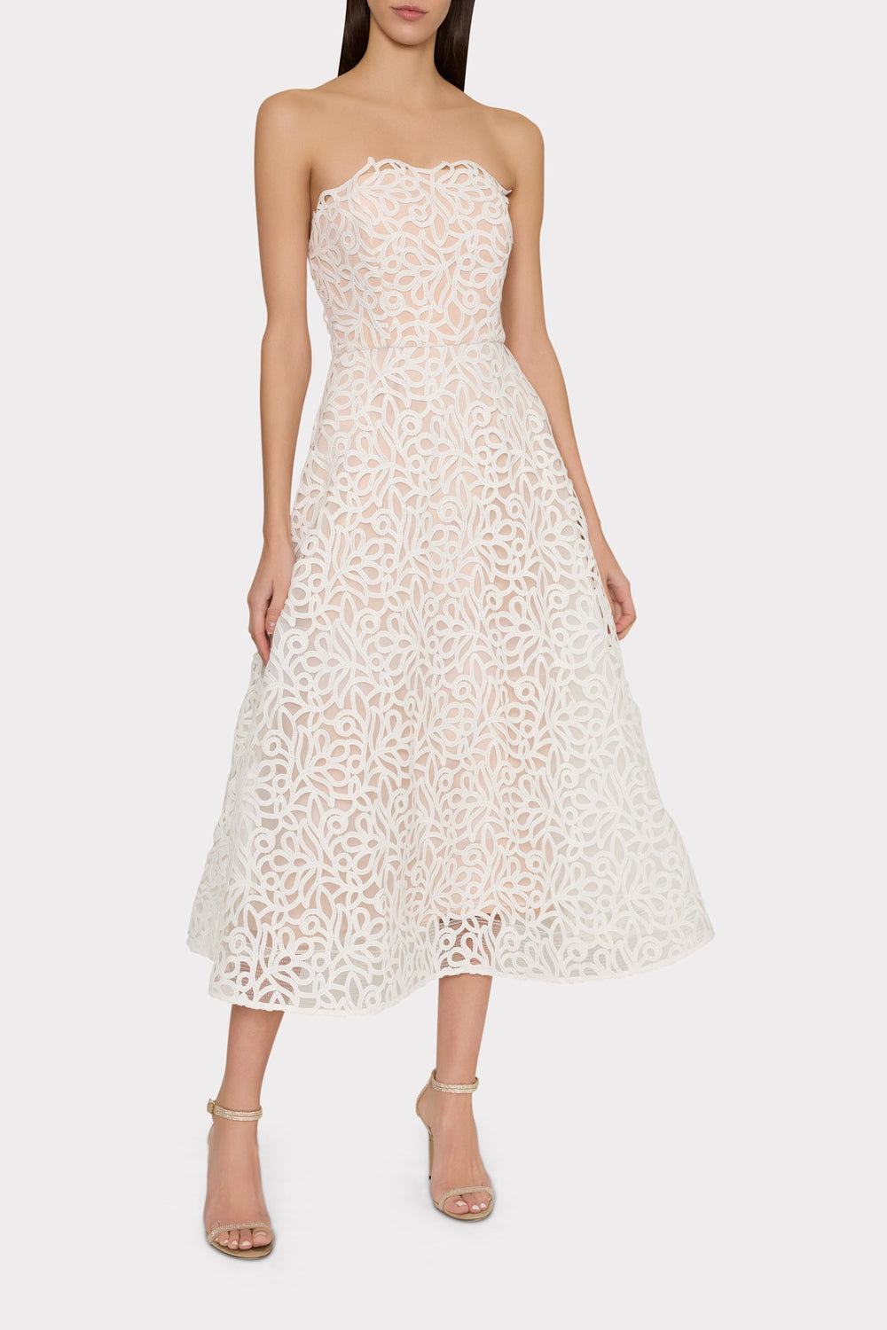 Petunia Curled Lace Gown - White