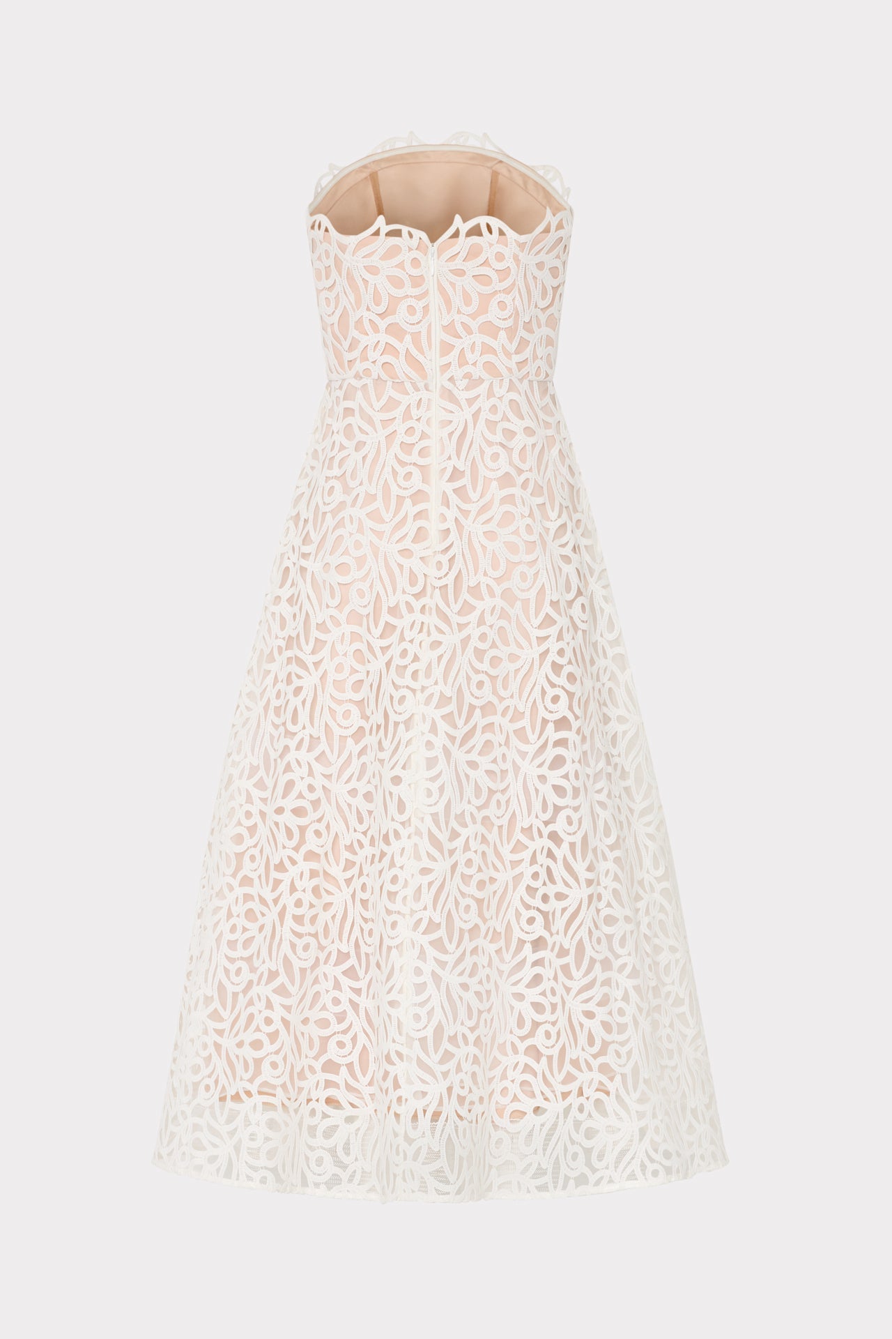 Petunia Curled Lace Gown - White
