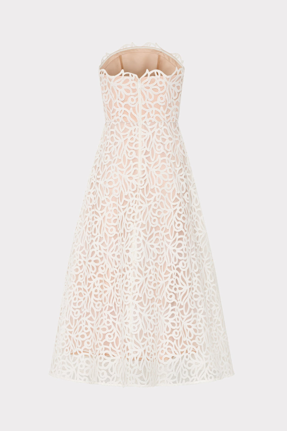Petunia Curled Lace Gown - White