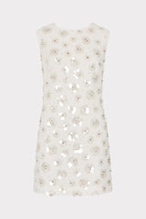 Ivette Fleur Paillette Shift Mini Dress - White